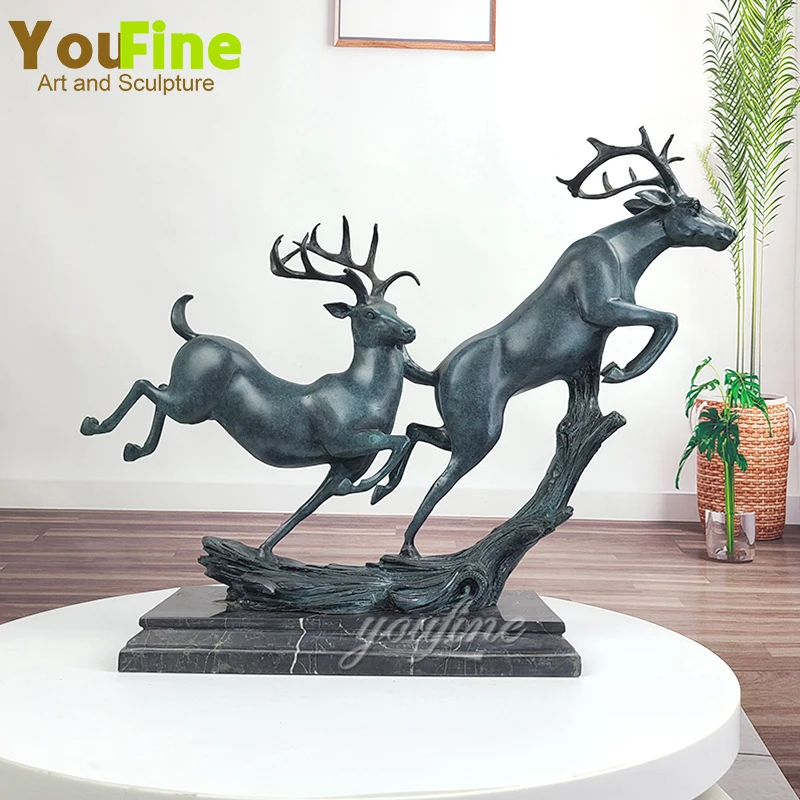 BronzeDeerSculptureStagsBronzeDeerStatueDoubleDeerStatuesHome