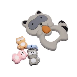 Bebê mordedor raccoon silicone contas 2pc bpa livre grau alimentício cuidados diy chupeta corrente pingente acessórios do bebê dentição brinquedos