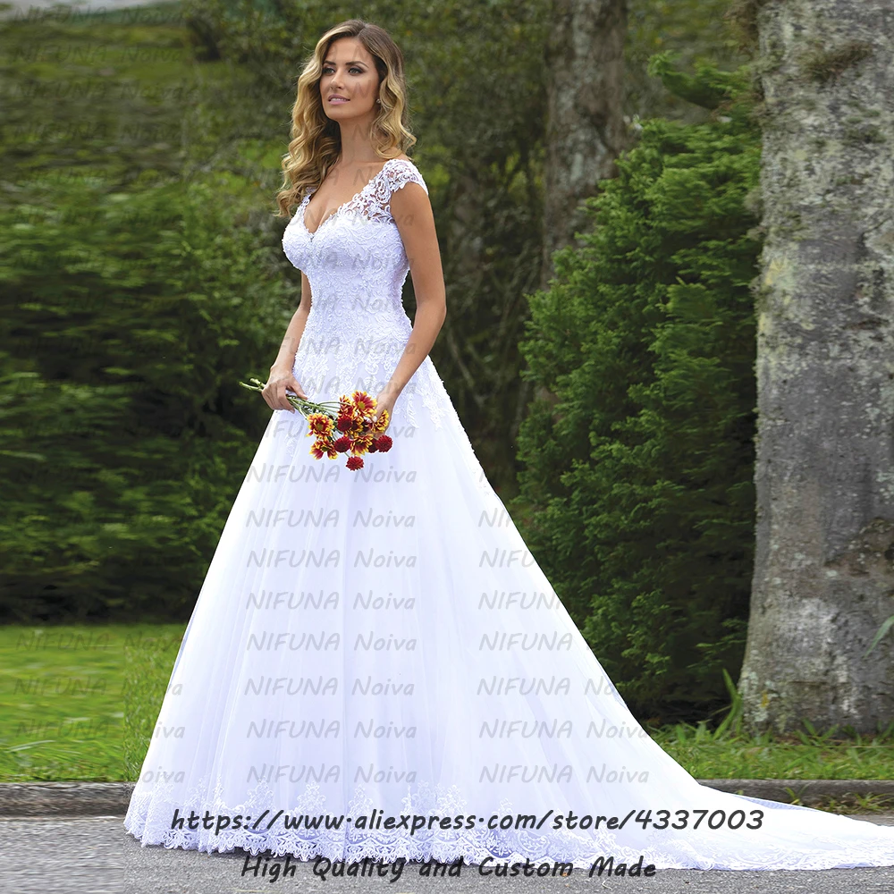 Vestido Noiva/платье с v-образным вырезом и открытой спиной; роскошное кружевное свадебное платье с жемчугом; коллекция года; платье для невесты; Bruidsjurken Casamento