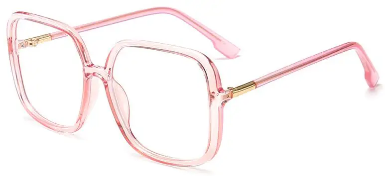 pink frame clear Оптические прозрачные компьютерные очки женские черные квадратные негабаритные очки анти голубые легкие очки Роскошные Брендовые очки - Цвет оправы: pink frame clear