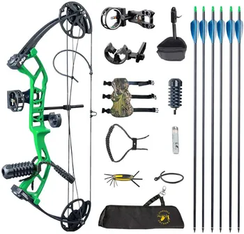 

Youth Archery Compound Bow And Arrow Set 10-40lbs Adjustable 290fps IBO Hunting Compound Bow Kit Adult Beginners Accessories