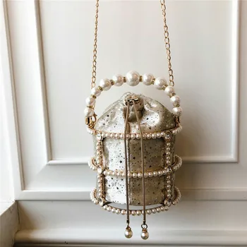 

Handmade Bead Flower Design Women Flap Clutch Evening Bags Gold Chain Shoulder Bags Girls Handbags Purses For Ladies Party Bags