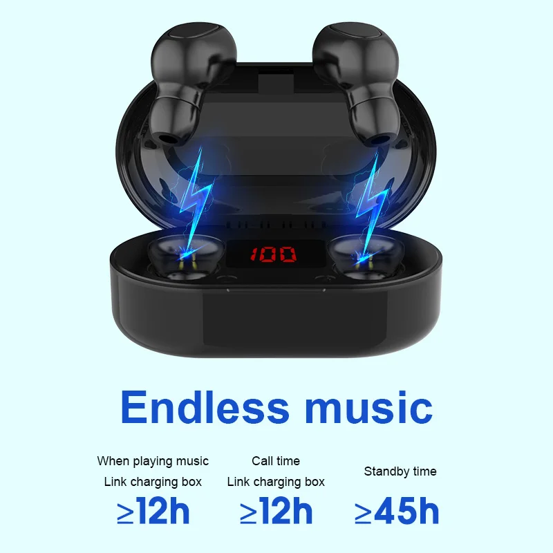 TWS Bluetooth Earphone With Microphone Wireless Bluetooth Earbuds Earphones Waterproof Noise Cancelling Headsets