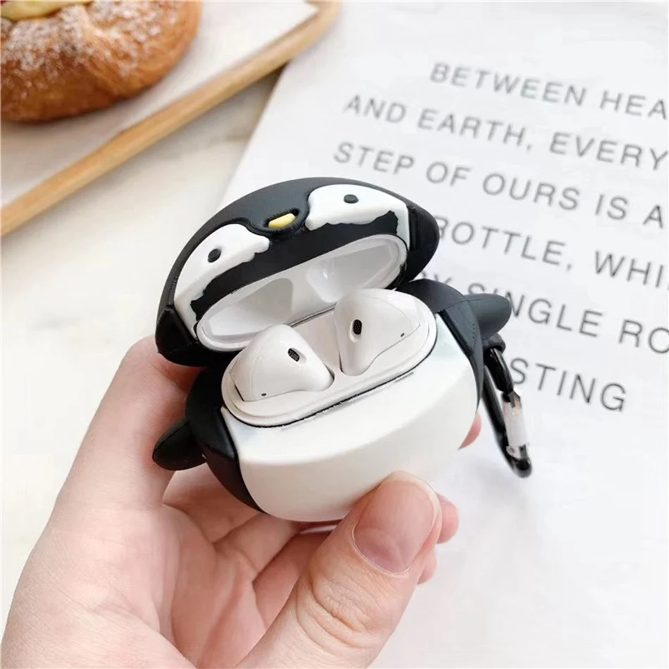 3D милый мультяшный наушник Пингвин чехол для Airpods 2 чехол силиконовый милый чехол для Apple Air Pods 1 чехол динозавр защитная коробка