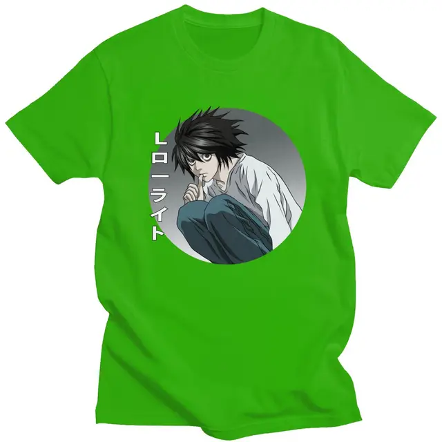 Cool Death Note Tshirt Men Short Sleeved Japanese Name L Lawliet Shirt Anime Summer T Shirt Pre Shrunk Cotton Slim Fit Tee Merch T Shirts Aliexpress