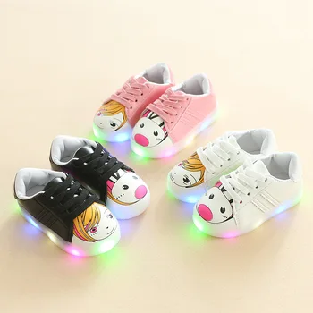 

Spring and autumn children's LED shoes colorful luminous girls shoes Cartoon Girl LED flash antiskid light boat shoes XZ19099