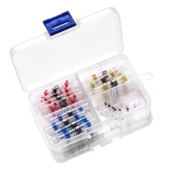 

50Pcs Solder Seal Heat Shrink Butt Wire Connector Terminals Kit , Insulated and Waterproof Marine Automotive Wire Crimp Terminal