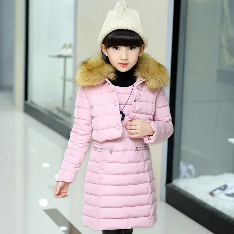 

Winter Jacket Girl 2 Piece Set Winter Children's Suit Clothing Winter Jacket for Girls 12 Years Warm Hooded Thick Cotton-Padded