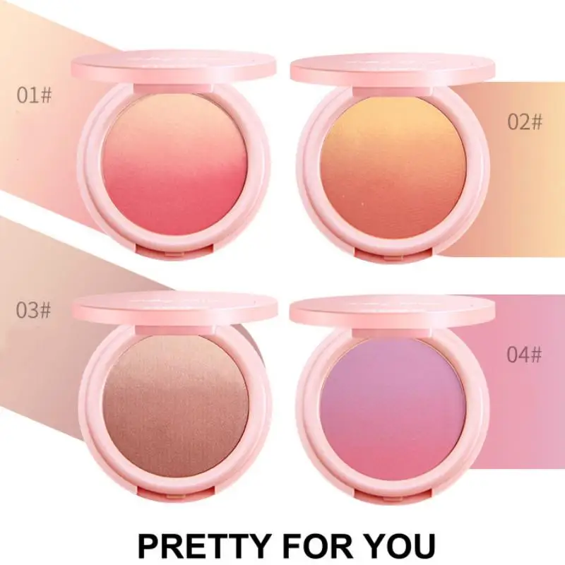 1p 4 Styles Makeup Sweet Pink Gradation Blush Nude Makeup Natural Good Color Two-color Blush Red Rouge Blush Makeup for Girl