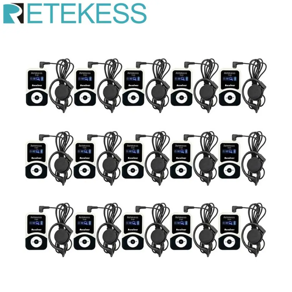 

15pcs RETEKESS T131 Tour Guide Receiver Wireless Tour Guide System For Church Translation System Factory Tour Training Court