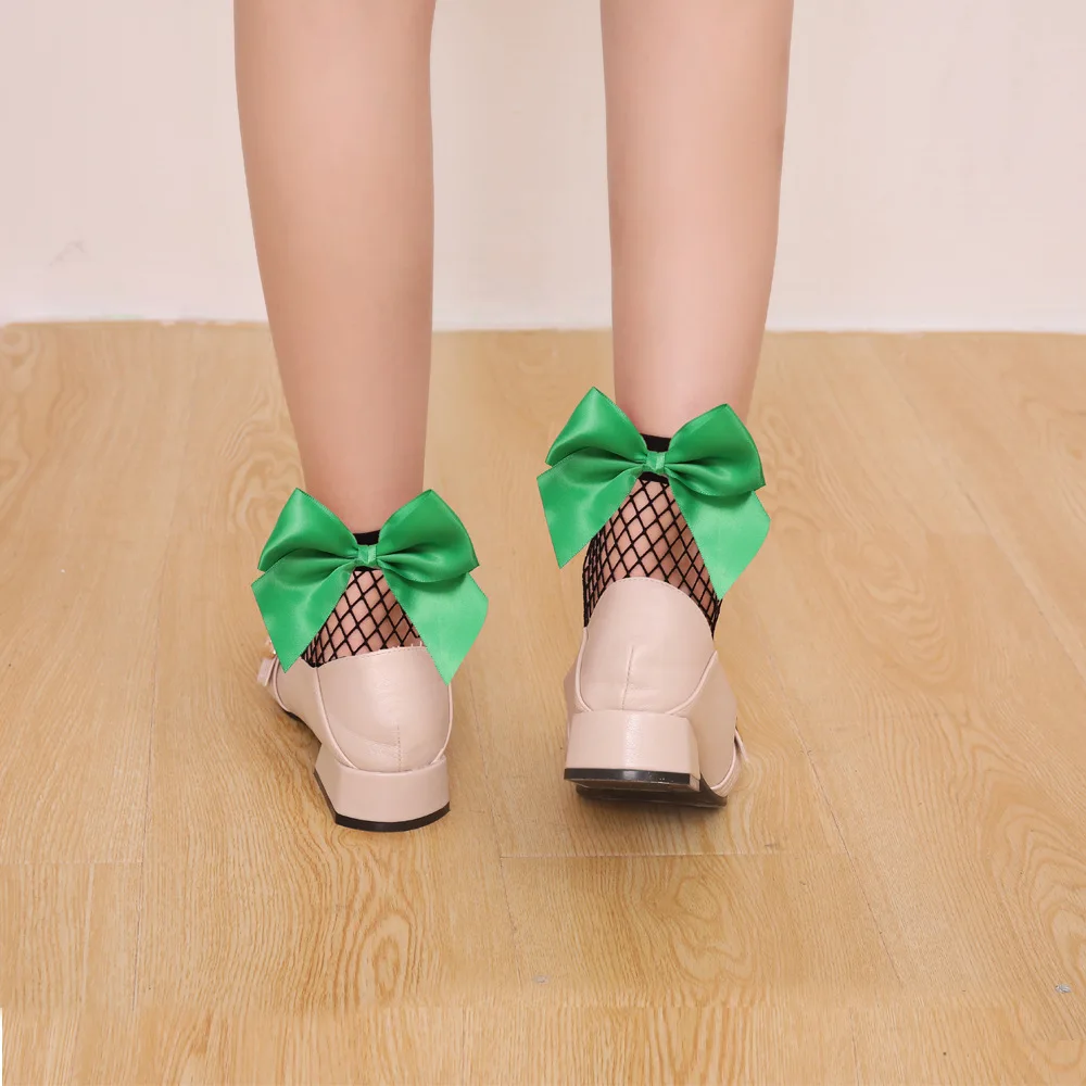 Прямая поставка; модные нейлоновые детские носки; сетчатые пикантные детские носки с кружевным бантом для девочек; новые летние носки в сеточку - Цвет: green