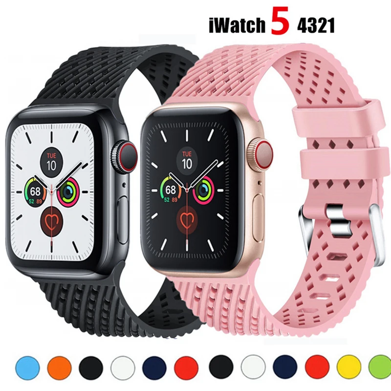 Водонепроницаемый ремешок для Apple Watch 5 iwatch полосы 42 мм силиконовый ремешок 44 мм 40 мм pulseira браслет умные часы аксессуары петля