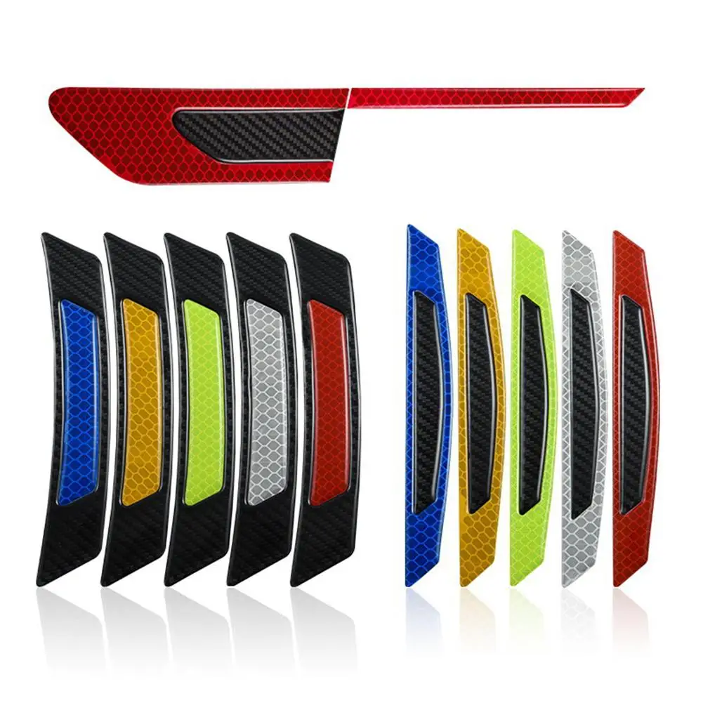 

Car Reflective Strip Door Warning Reflector Carbon Fiber Universal Luminous Stickers Decals Car Accessories