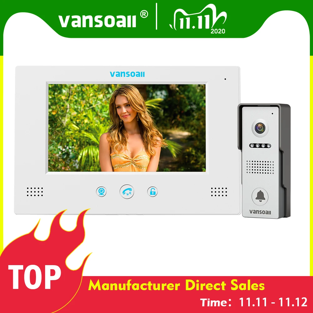 VANSOALL 7 ''TFT LCD проводной видеодомофон для видеодомофона с функцией громкой