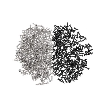 

NEW-200 Piece Bass And Guitar Pickguard Mounting Screws Scratch Plate, Silver And Black