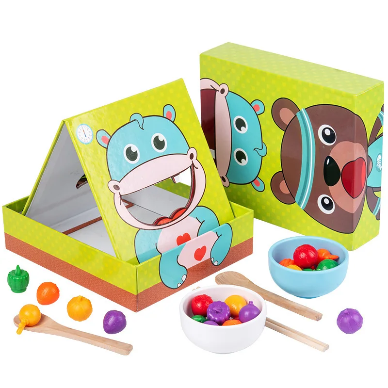 Parent-Child Interaction Play Simulation Feeding Game Early Childhood Education Fine Motor Chopsticks Montessori Educational Toy