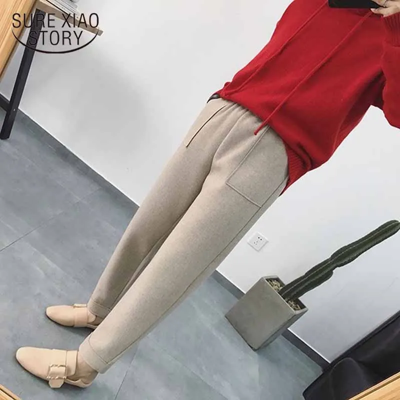 Thick Women Harem Pants Wool Autumn Winter Pants Women Korean Style Plus Size Pantalon Loose All-match Trousers Capris 11066