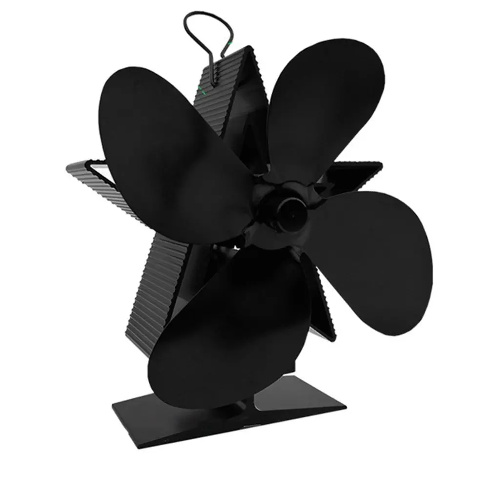 Hot Black Fireplace 4 Blades Heat Powered Stove Fan Log Wood Burner Quiet Home Fireplace Fan Efficient Heat Distribution