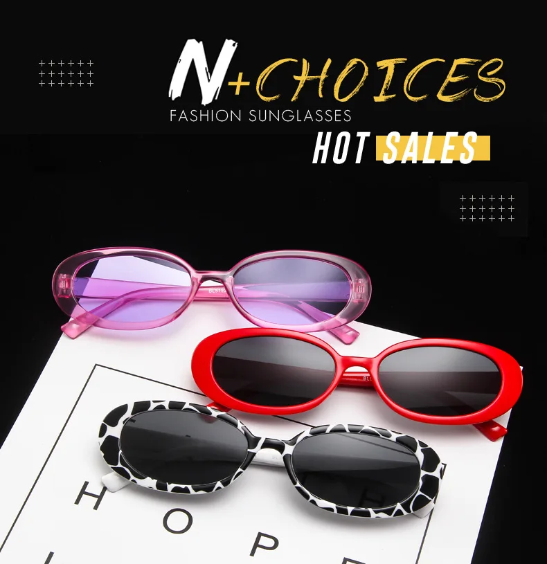 big square sunglasses New Oval Frame Sunglasses Cow Color Sunglasses Personality Small Frame Concave Shaped Decorative Glasses Sunglasses Sunglasses round sunglasses women