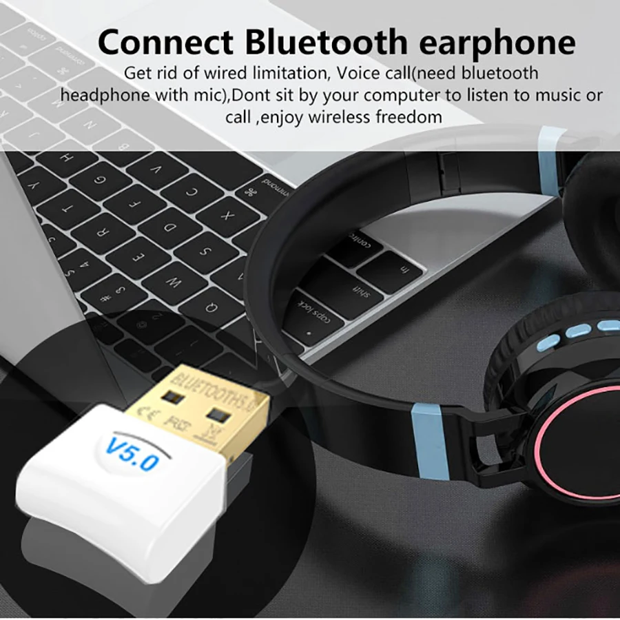 

USB Bluetooth Dongle Adapter 5.0 for PC Computer Speaker Wireless Mouse Headphone Bluetooth Music Audio Receiver Transmitter