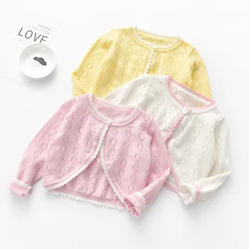 

Girls Pink Knitted Cardigan suit for Autumn And Spring Single Button Sweater