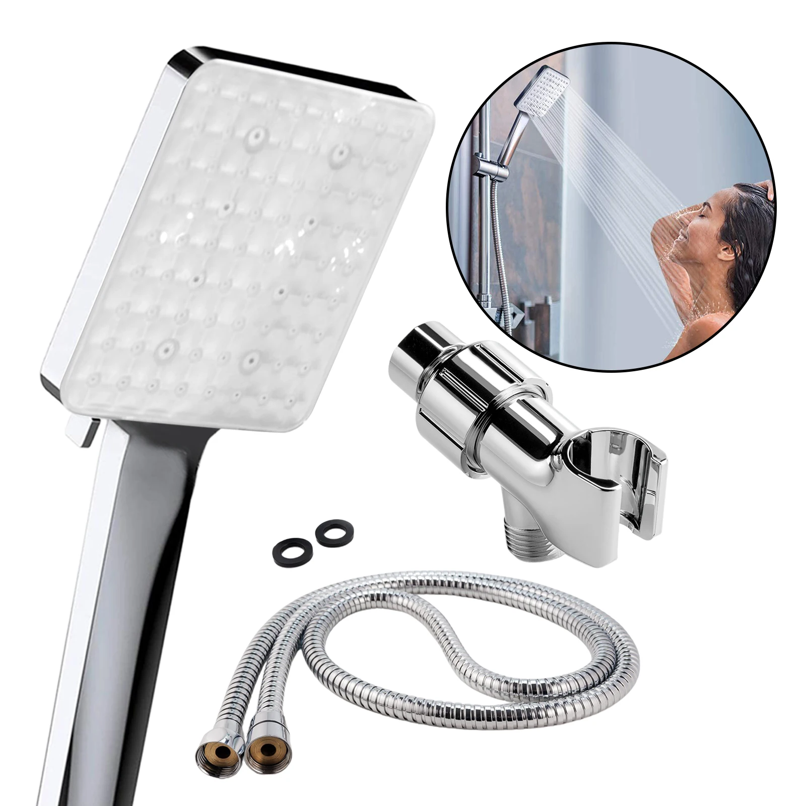High Pressure Rainfall Shower Head/Handheld Shower, Height/Angle Adjustable,