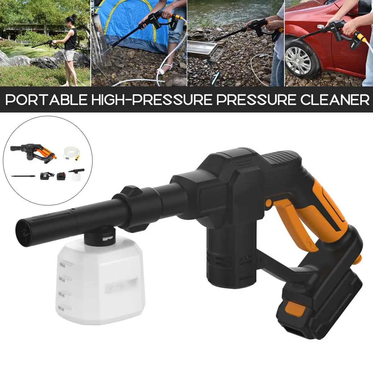 US $86.26 1220V Wireless High Pressure Car Washer Rechargeable Lithium Battery Auto Spray Water Car Cleaning Gun 500W Handheld Cleaner