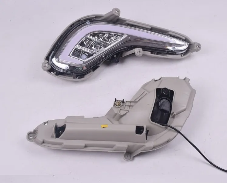 DRL Светодиодный дневной светильник противотуманная фара для hyundai Accent hyundai Solaris 2010-2013 желтый указатель поворота Функция 12V