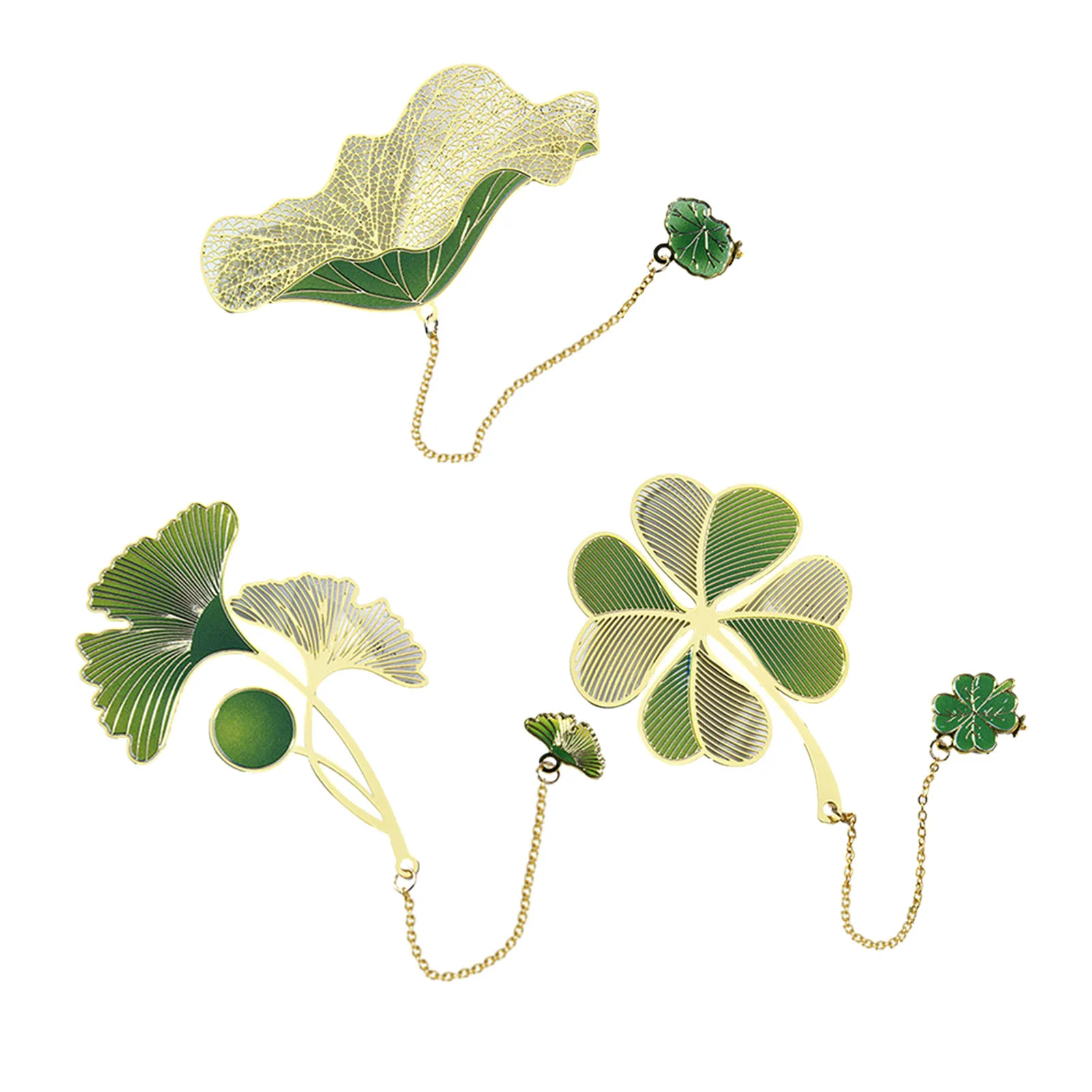 Металлическая Закладка 3 вида стилей элегантная лист лотоса гинкго