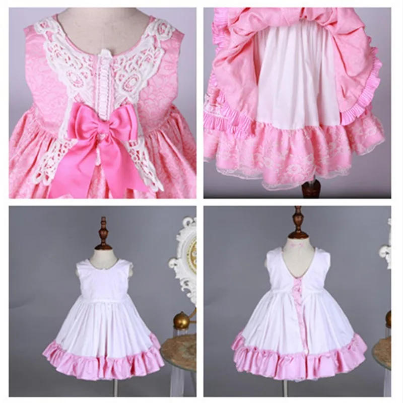 Эксклюзивное летнее платье принцессы с цветочным узором для девочек; винтажные испанские кружевные платья с бантом в стиле Лолиты для девочек; платья для дня рождения; платья для малышей