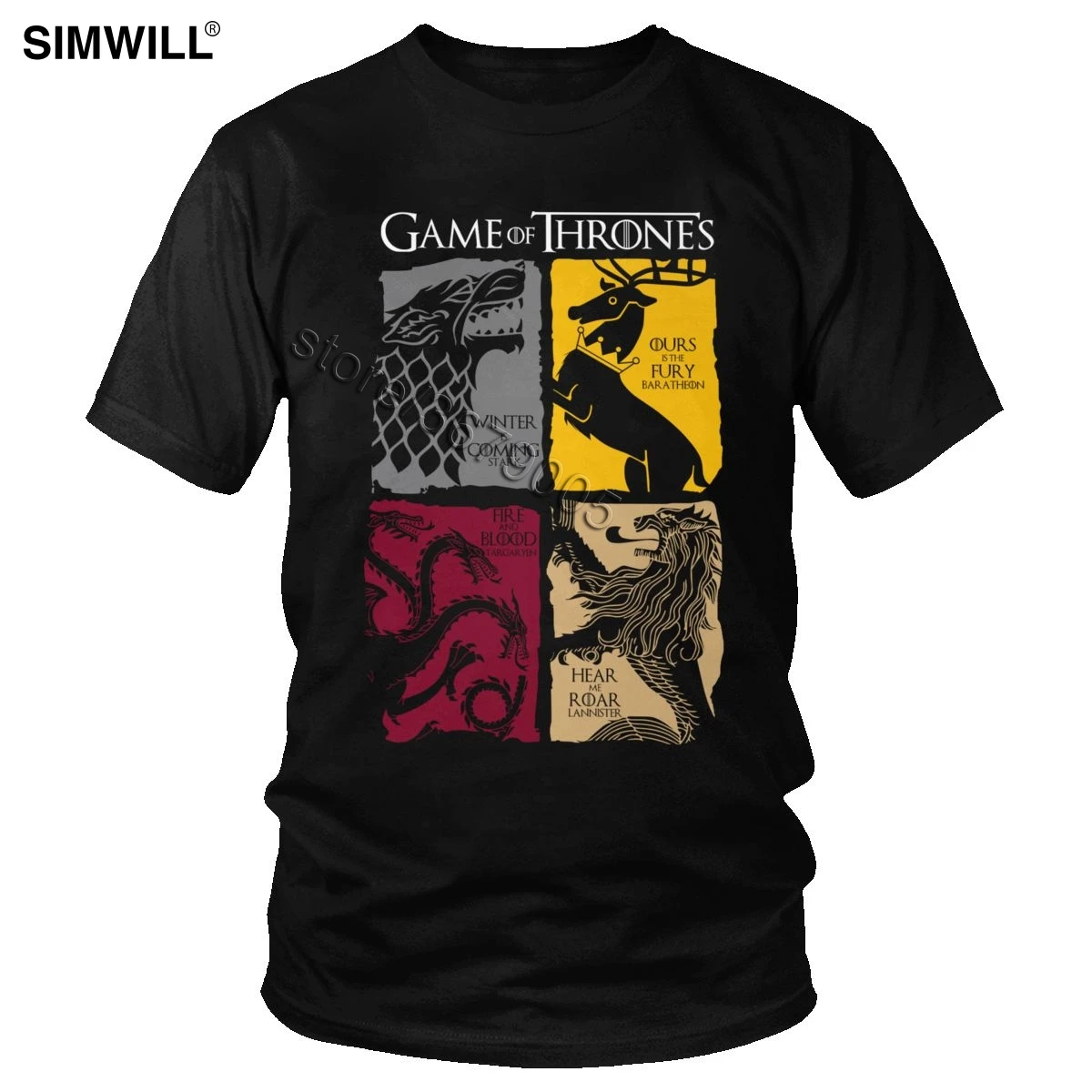 Skup Vintage Game Of Thrones T Shirt mężczyźni krótki rękaw dom stark T shirt Targaryen Lannister Tees bawełniana koszulka szeroka odzież