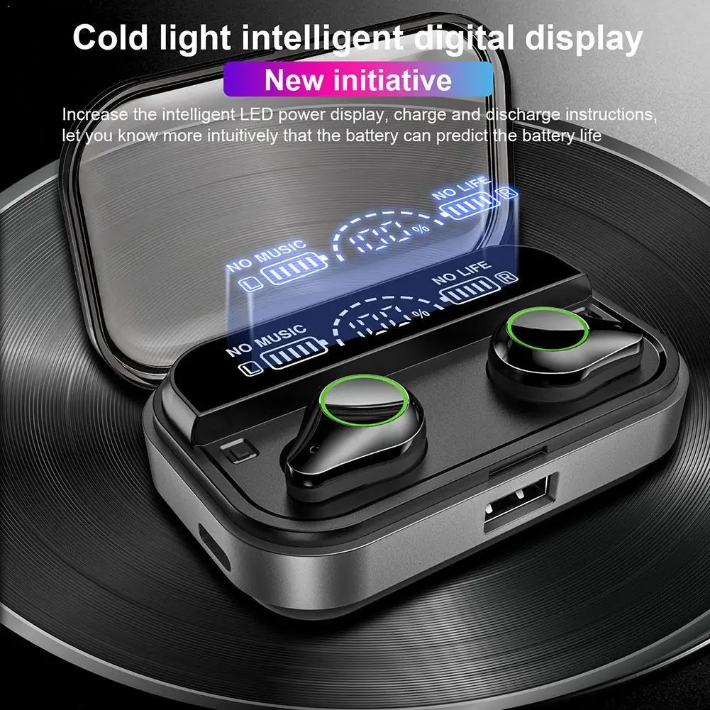 

T10 Tws Earphones Wireless Headphone Bluetooth 5.0 Control Headsets Display Earbuds With Wireless Charging Touch BOX Sport Z9M3
