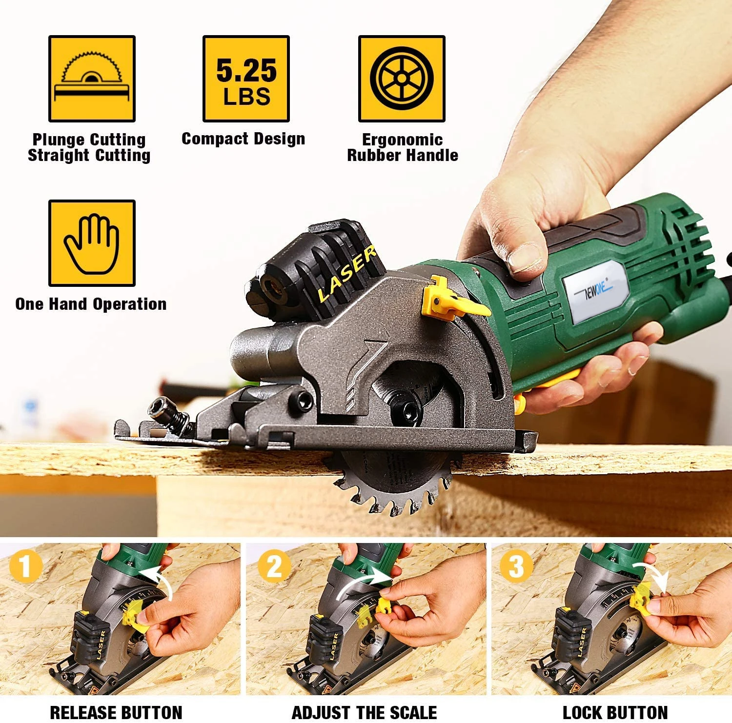 NEWONE Electric Mini Circular Saw With Laser For Cut WoodPVC tube15pcs Discs Multifunctional Electric Saw DIY Power Tool