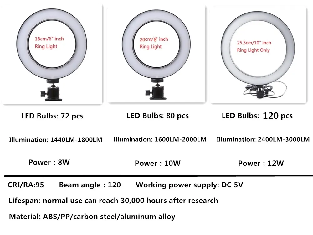 Светодиодный кольцевой светильник для селфи для фотосъемки с регулируемой яркостью 26 см, кольцевой светильник для камеры, телефона, 10 дюймов, настольные штативы для макияжа, видео в живую студию
