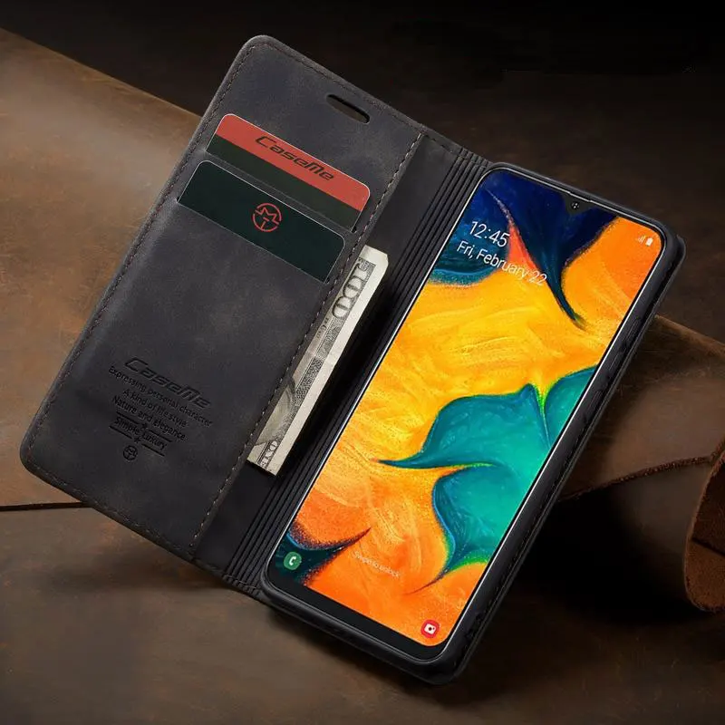 Магнитный флип-чехол для samsung Galaxy A40 A 40, чехол, кожаный кошелек, держатель для карт, чехол-книжка, высокое качество, Ретро стиль, простой корпус