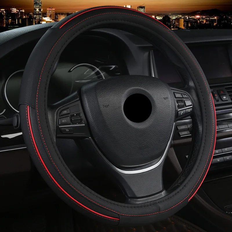 Износостойкая дышащая одежда крышка для рулевого колеса автомобиля Нескользящая универсальная 38 см крышка рулевого колеса для женщин и мужчин черный