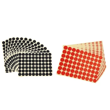 

2 Set 19Mm Circles Round Code Stickers Self Adhesive Sticky Labels, Black & Red