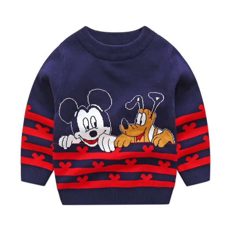 Детские свитера для маленьких мальчиков и девочек; пуловер; Повседневная осенне-зимняя детская одежда с Микки Маусом; топы с длинными рукавами для малышей; одежда; От 2 до 7 лет