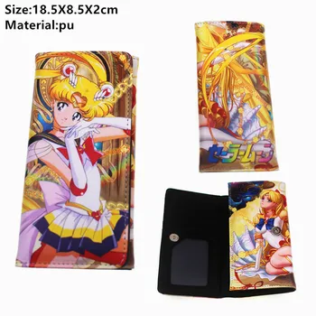 

Anime Sailor Moon Leather Wallet sukino Usagi Women Button purse ID Card Holders Layers PU Boys Girls Coin Cartoon Handbag Cute
