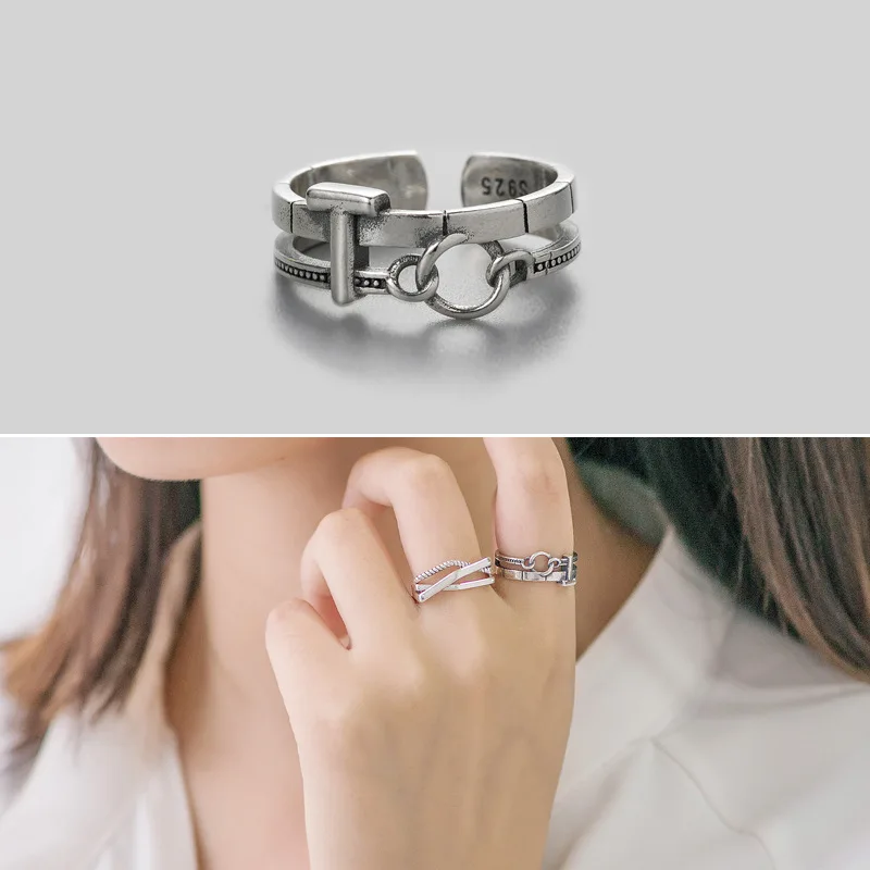 Тайское серебряное кольцо, простое старое Узловое кольцо на указательный палец, кольцо для пары в стиле панк