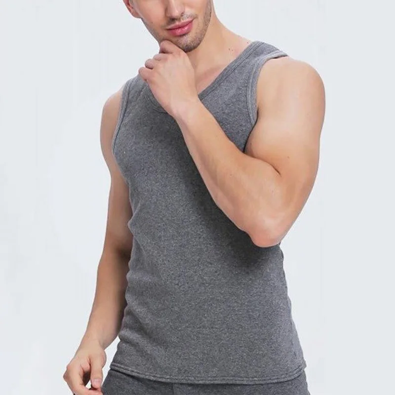 sleeveless o neck tanks Men's Waistcoat Vest Sleeveless Thickening Soft Bottoming warm Tops winter under tops