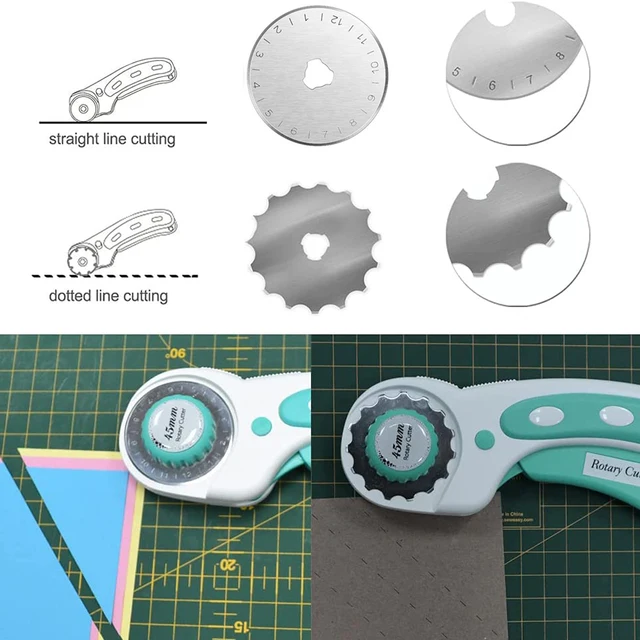 Headley Tools 45mm Rotary Cutter with 5pcs Extra Rotary Blades, Ergonomic Rolling Cutter with Safety Lock for Fabric, Sewing, Quilting, Cloth, Paper