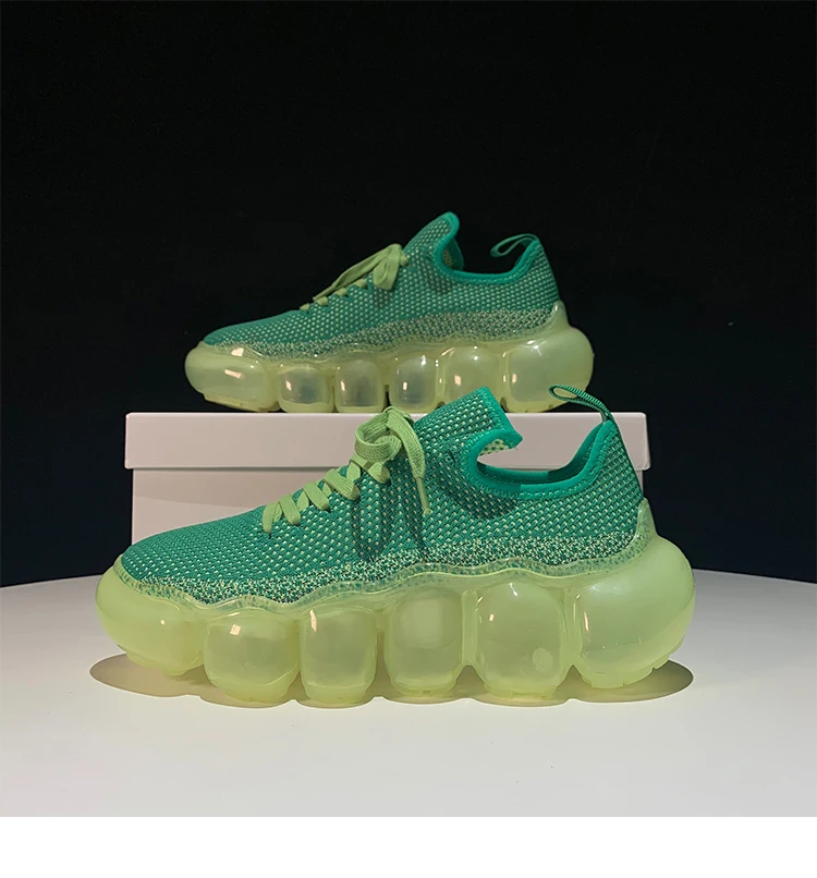 

Women's shoes sneakers platform Thick bottom green sneakers casual lace-up Tenis Feminino Zapatos De Mujer women's sneakers