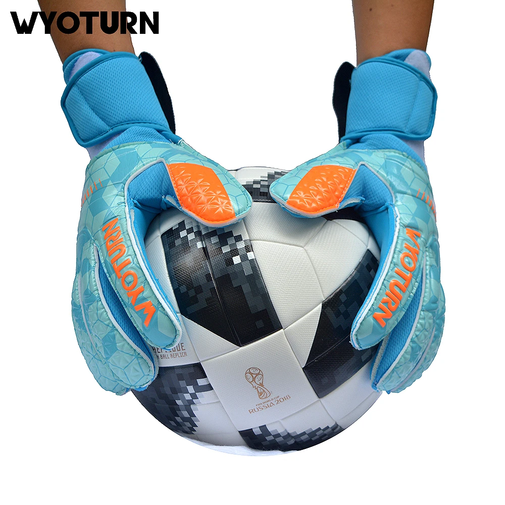 

WYOTURN Roll Finger Football Professional Goalkeeper Gloves Palm Soft Latex Soccer Goalie Gloves With Finger Protection