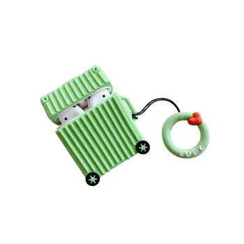 

Fashion Cute Suitcase Trunk Luggage Case For Airpods 1/2 Earphone Protective Cover with Finger Ring Strap LX9B
