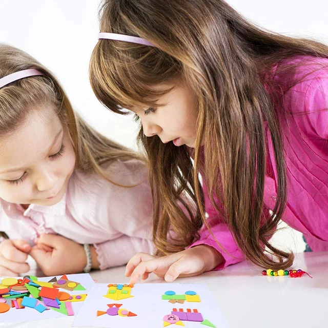 400/200pcs Foam Stickers Geometry Puzzle Self-Adhesive EVA Stickers Children Kids Education DIY Montessori Toys For Making Gift 5