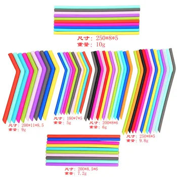 

New 6-Food Grade Environmentally Friendly Silicone Straw Fruit Beverage Recycling Straw Universal Straw