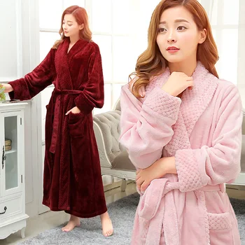 

Winter Flannel Nightgown Pajamas Thick Men And Women Plus-sized Autumn And Winter Days Bathrobe