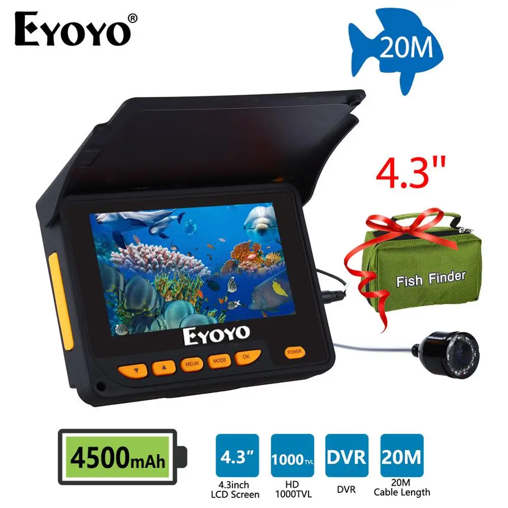 Рыболовная камера Eyoyo EF05PRO 4 3 дюйма 30 м 8500 ТВЛ подводный рыбопоисковый прибор 8
