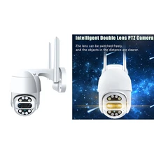 Caméra de surveillance dôme extérieure PTZ IP Wifi HD 1080P, dispositif de sécurité domestique sans fil, avec suivi automatique et double objectif, carte 64 go 